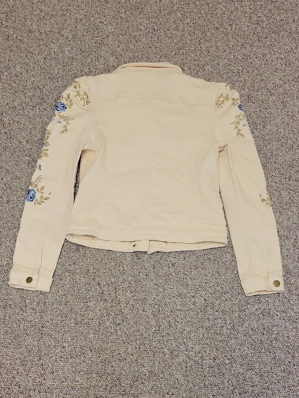 Driftwood Gigi Cream Embroidered Floral Denim Jacket Medium Western Festival - Picture 5 of 8